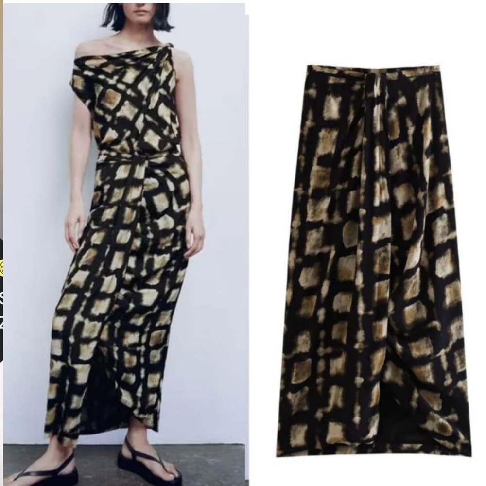 Zara Black Abstract Skirt Set